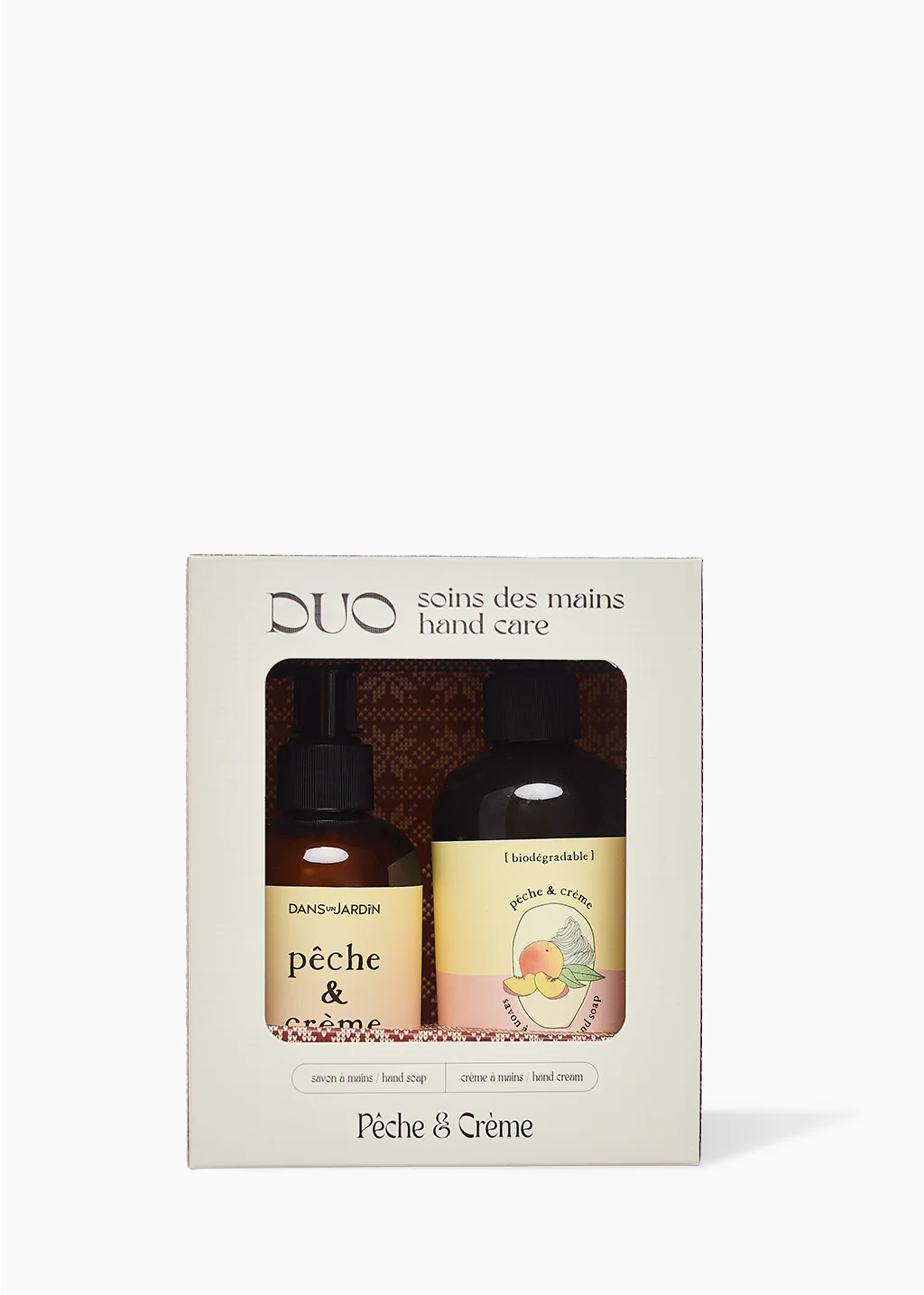 Duo soin des mains Savon Crème à mains Pêche et crème
