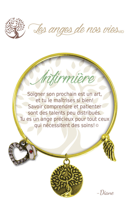 Bracelet De Charme - Infirmière Or