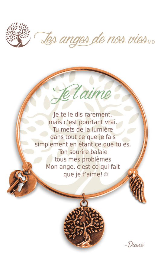 Bracelet De Charme - Je T`aime Cuivre