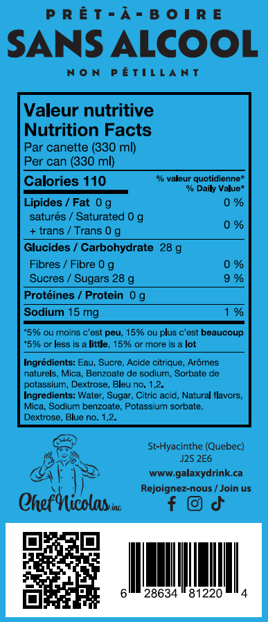 Boisson Galaxy Drink- Framboise bleu concombre