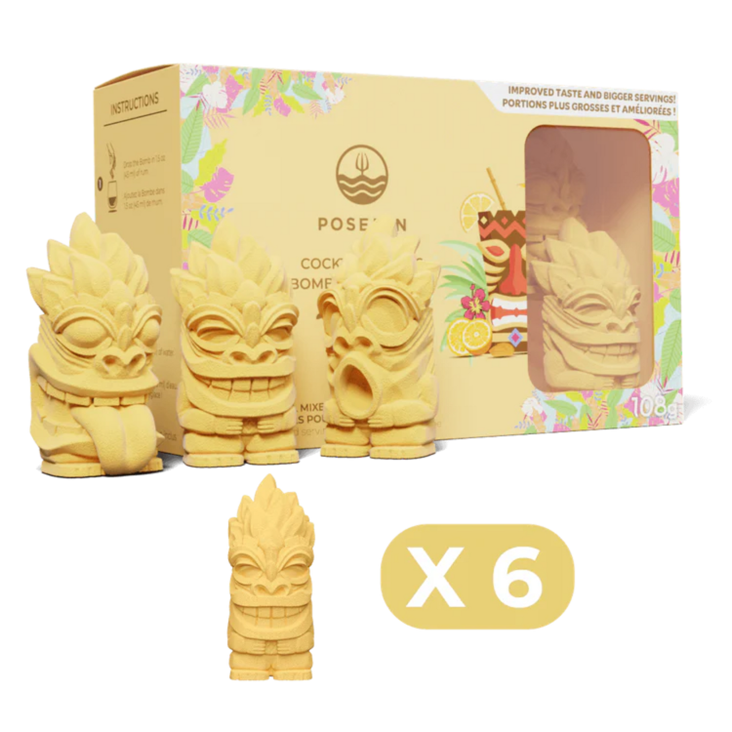 Bombes à cocktails 3D Tiki Mai Tai (pqt 6)