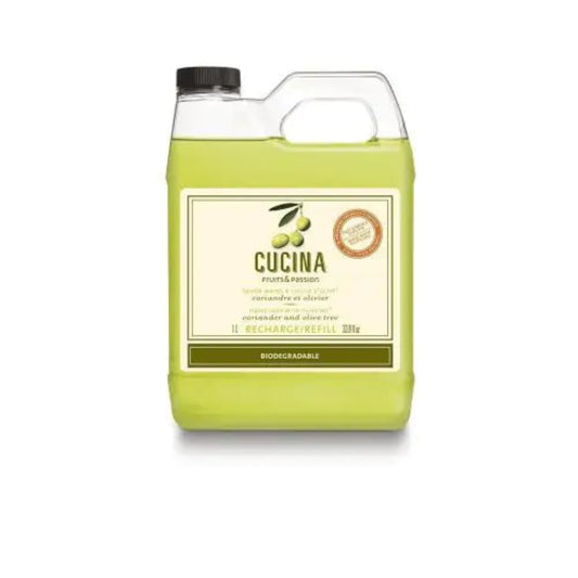 Recharge savon main à l`huile d`olive Cucina coriandre et olivier 1L