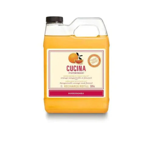 Savon main à l`huile d`olive Cucina Orange sanguinelli et fenouil recharge 1 L
