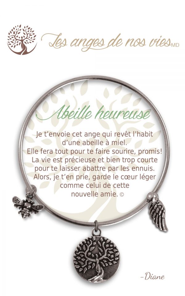 [Clock It To Ya] Bracelet De Charme Abeille Heureuse Argent