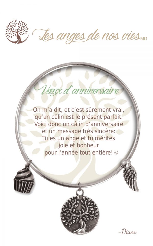 [Clock It To Ya] Bracelet De Charme Voeux D'anniversaire Argent