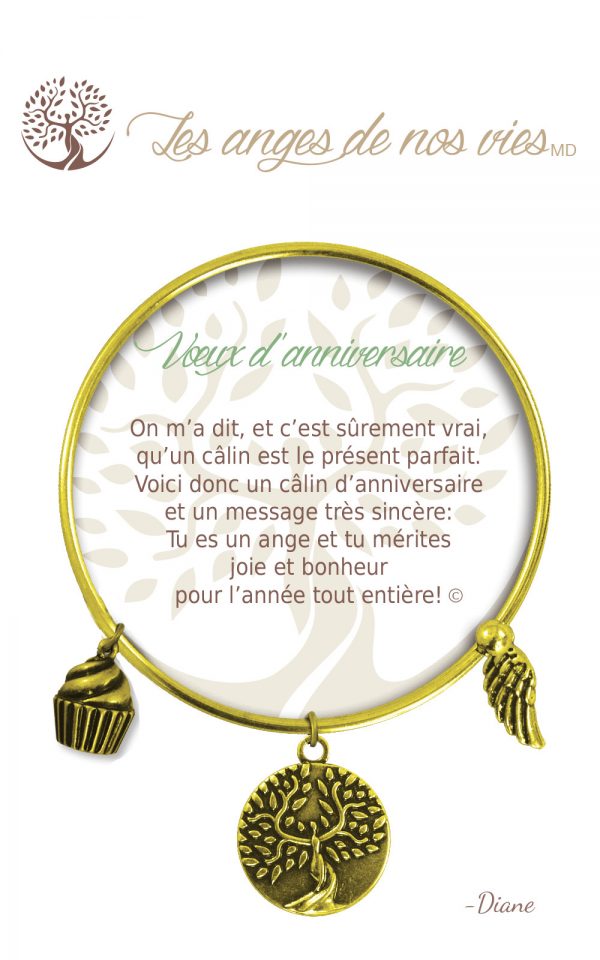 [Clock It To Ya] Bracelet De Charme Voeux D'anniversaire Or