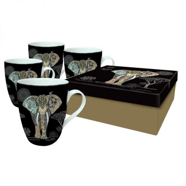 [Incognito] Set De 4 Tasses En Porcelaine Éléphant