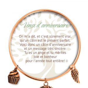 [Clock It To Ya] Bracelet De Charme Voeux D'anniversaire Cuivre